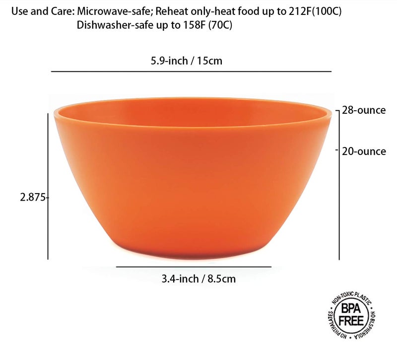 KX-WARE Plastic Bowls set of 12 - Unbreakable and Reusable 6-inch Plastic Cereal/Soup/Salad Bowls Multicolor | Microwave/Dishwasher Safe, BPA Free - Image 2